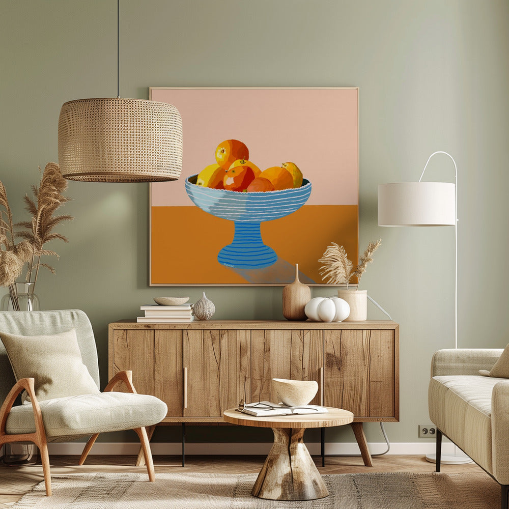 Blue fruit bowl bright | Canvas