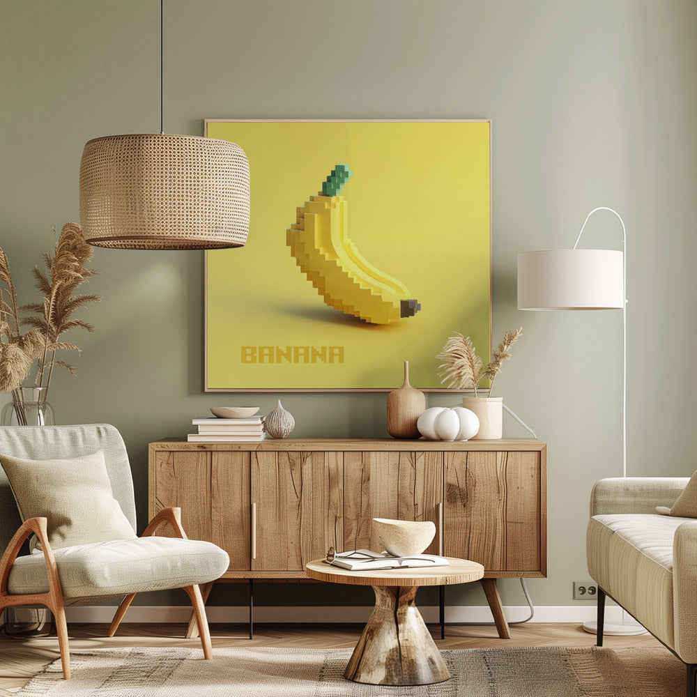 Pixelated Stylized Banana | Canvas