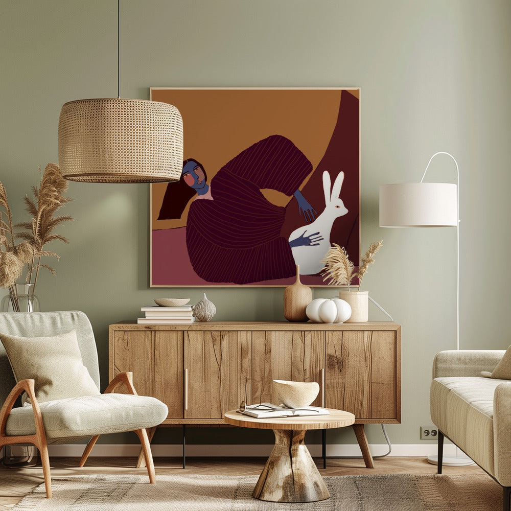 Lady and rabbit | Canvas