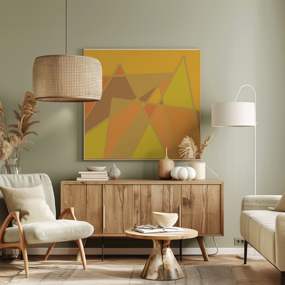 Golden abstract mountains | Canvas