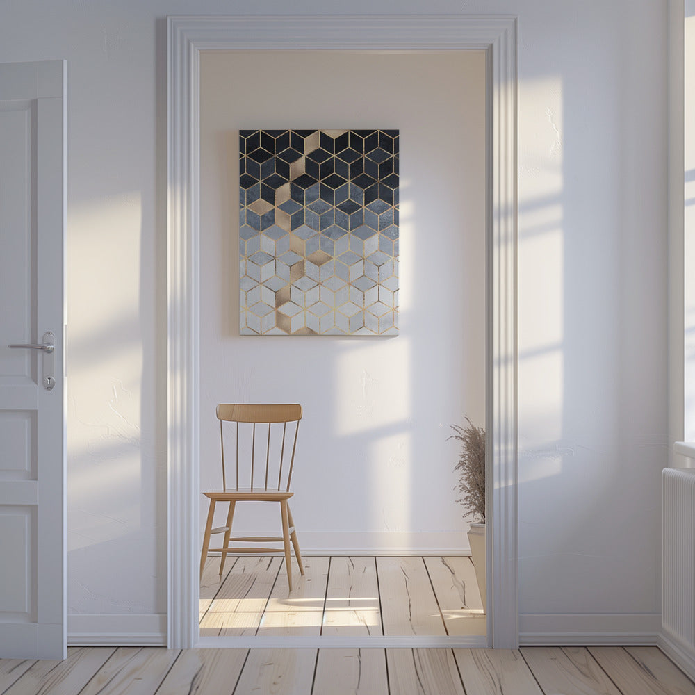 Soft Blue Gradient Cubes | Canvas