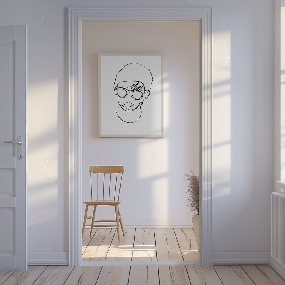 Modern woman line portrait | Canvas