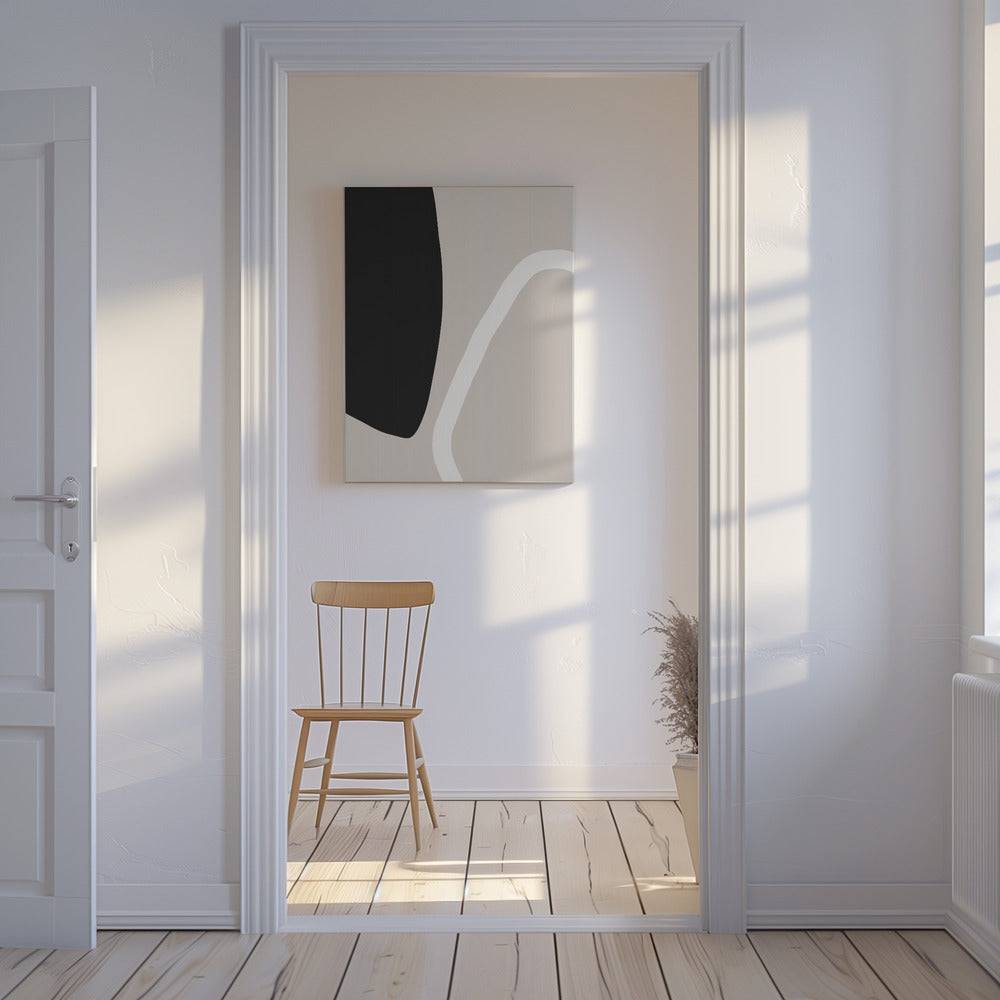 Bold Black Shapes and a White Line | Canvas