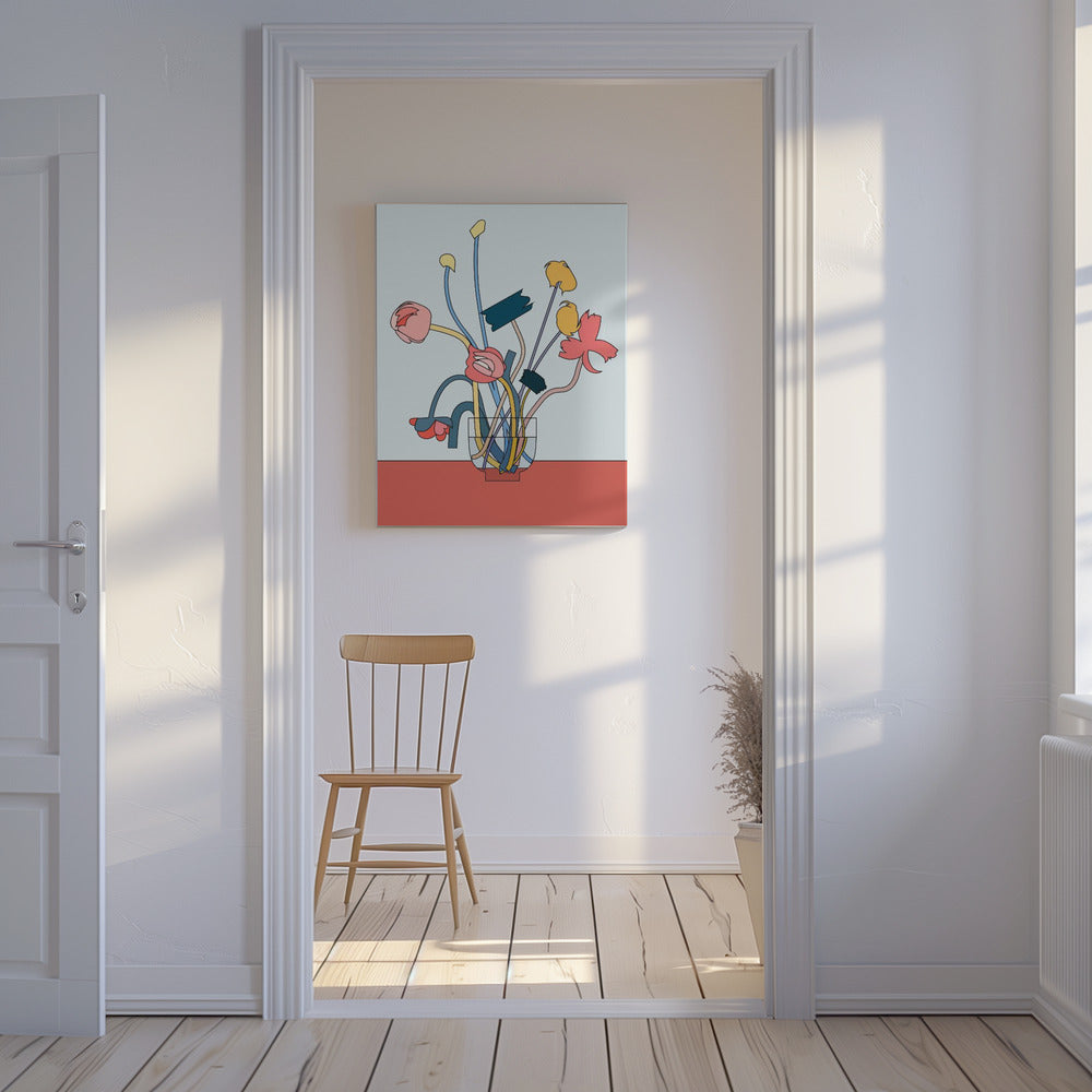 Flowers in a glass vase | Canvas