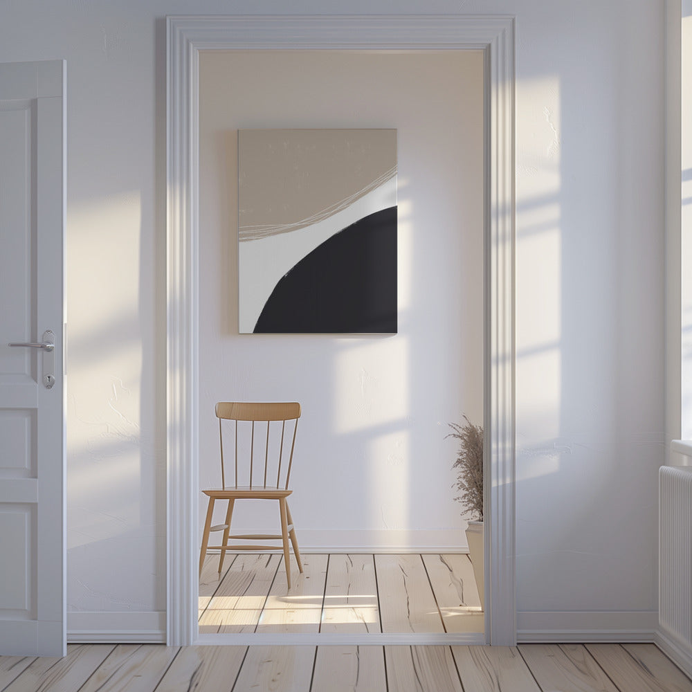 Beige And Black Organic Shapes | Canvas