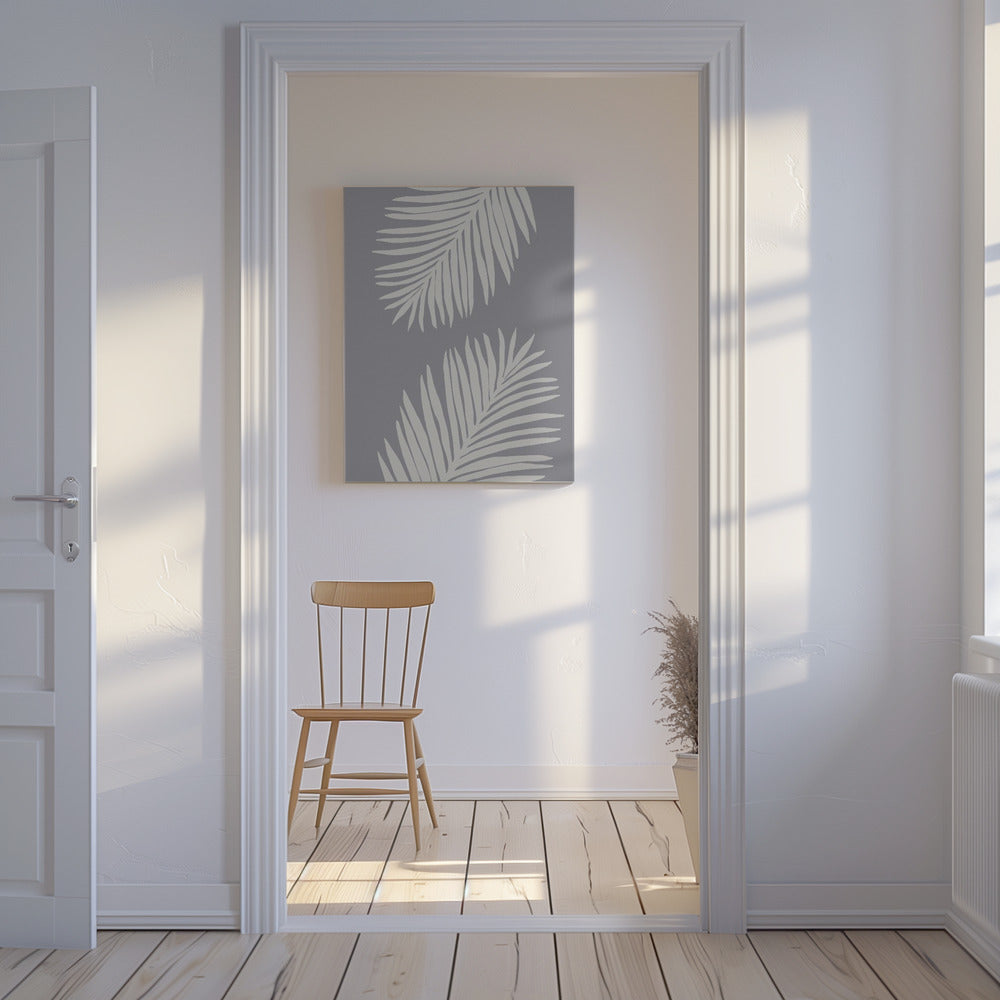 PALM LEAF 03 MEDIUM GRAY | Canvas