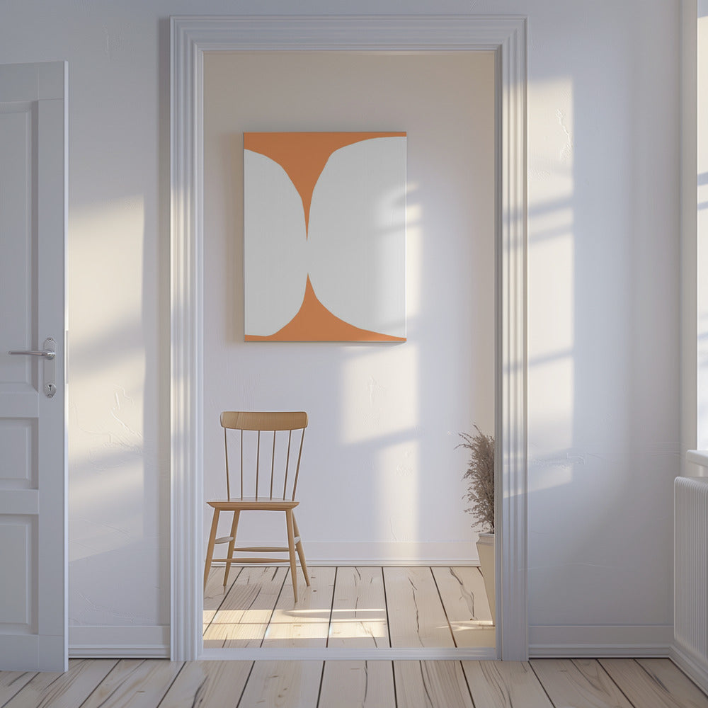 Geometric White Shapes On An Orange Background | Canvas