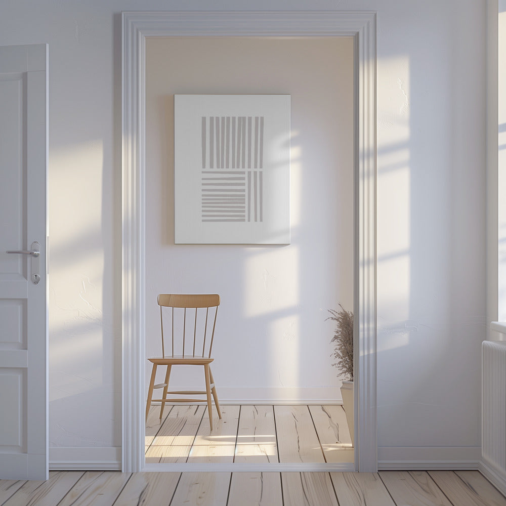 Geometric Gray Lines | Canvas