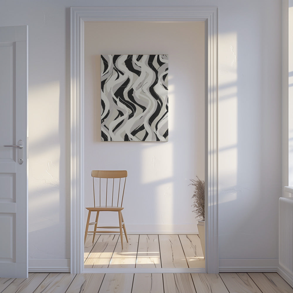 Curved Monochrome Waves | Canvas