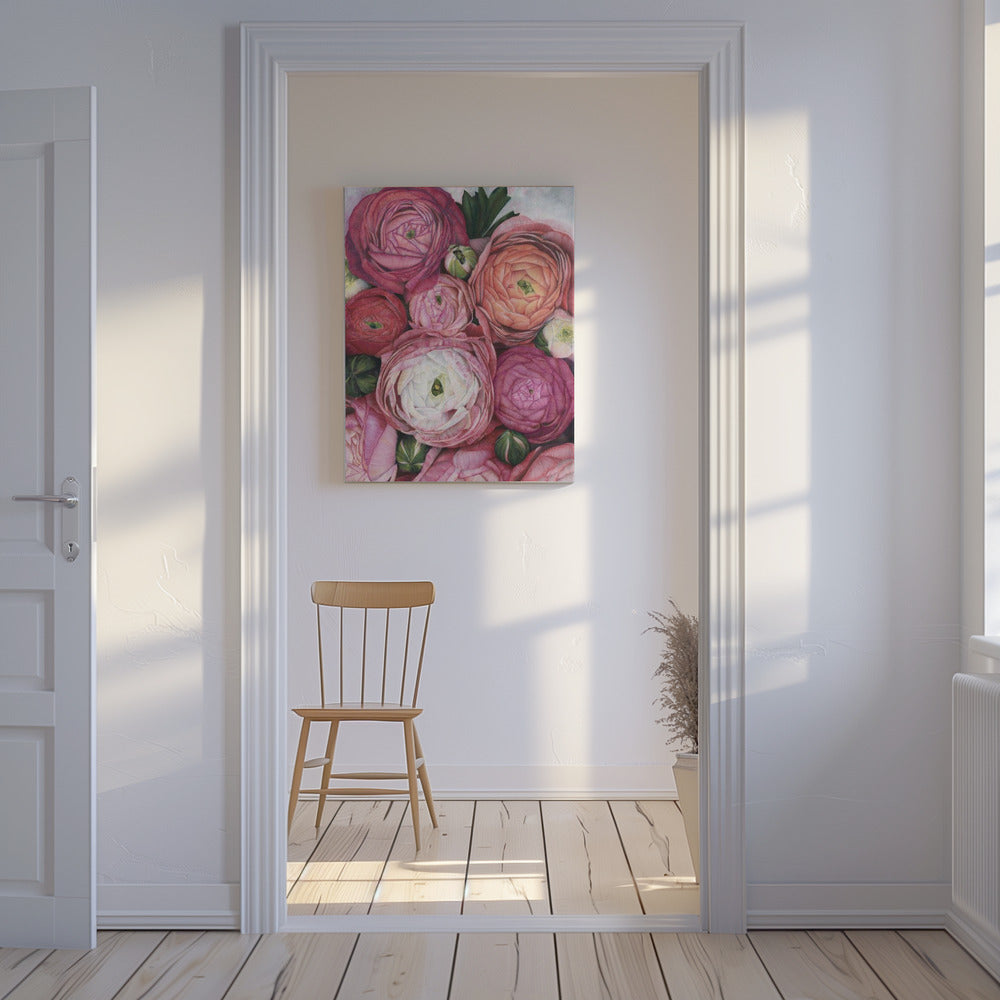 Arleth ranunculus bouquet in warm pink | Canvas