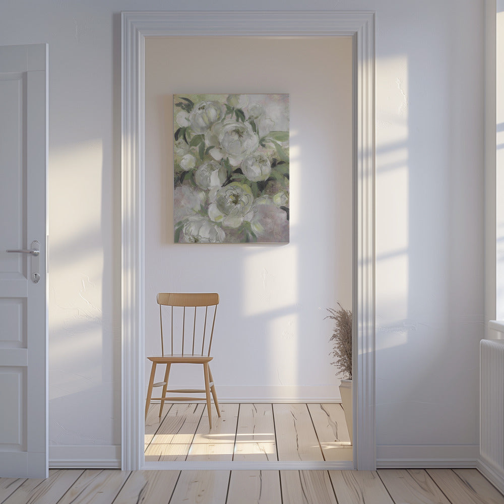 Sady painterly florals in green | Canvas