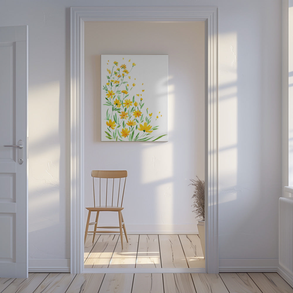 Yellow watercolor wildflowers | Canvas