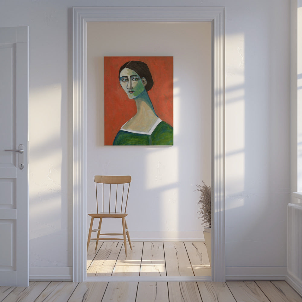 Vintage woman in green | Canvas