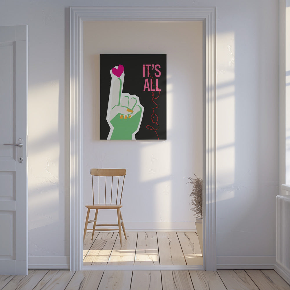 It's All Love Hand Grey | Canvas