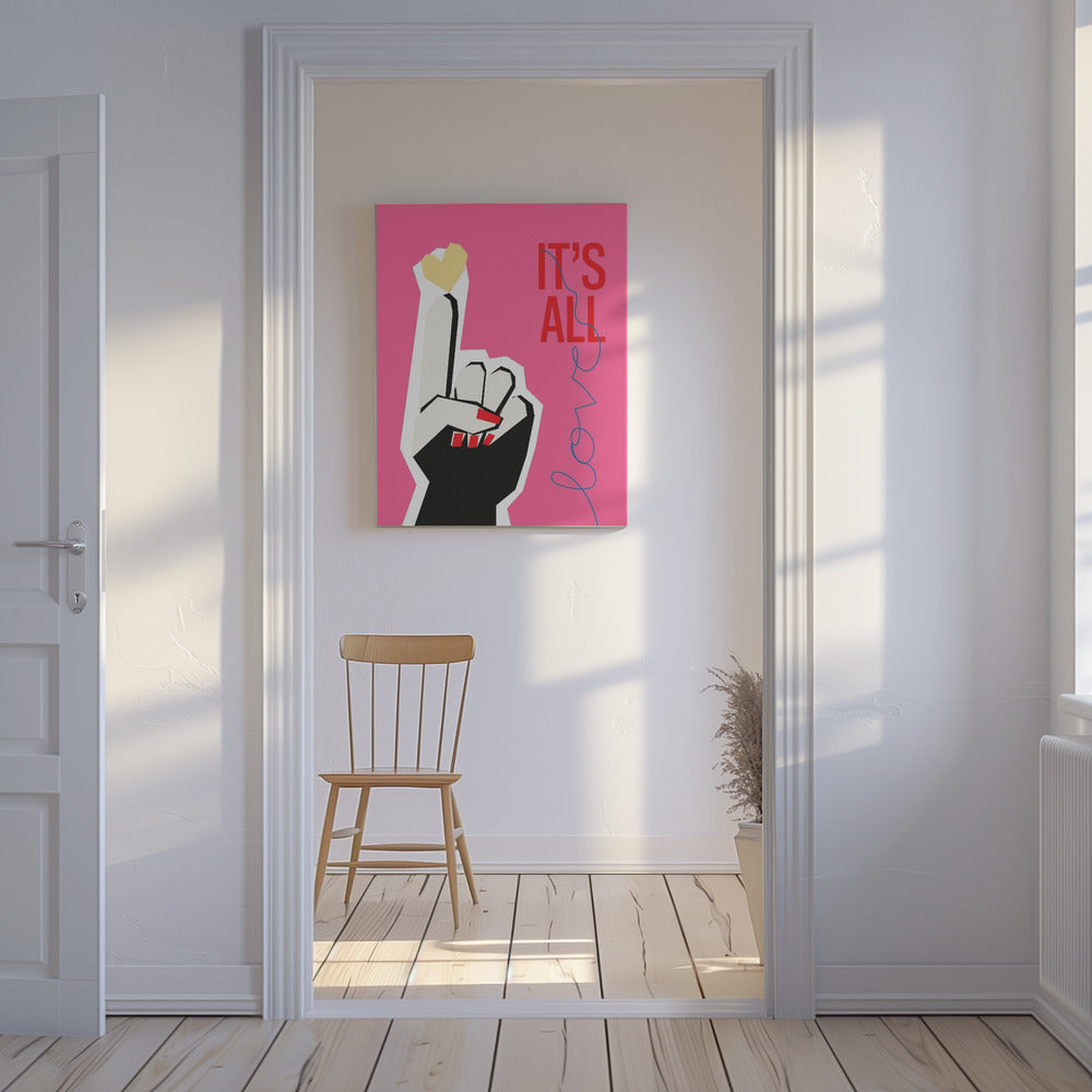 It's All Love Hand Pink | Canvas