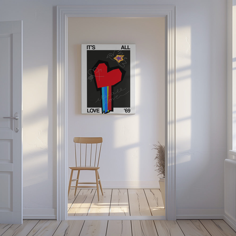 It's All Love Heart Grey | Canvas