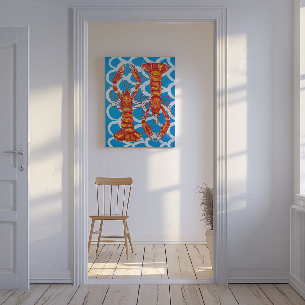 Langoustines On Blue | Canvas