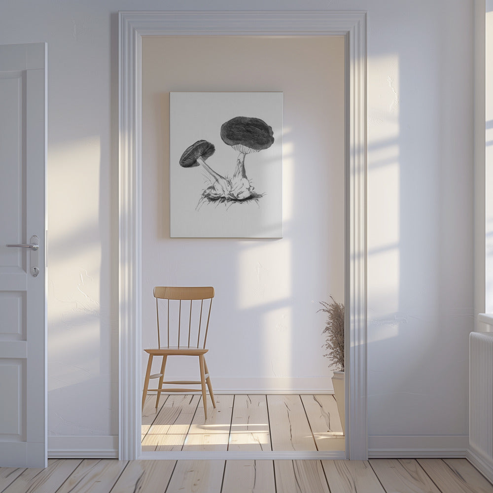 Vintage Violet Webcap Mushroom Bright BW | Canvas