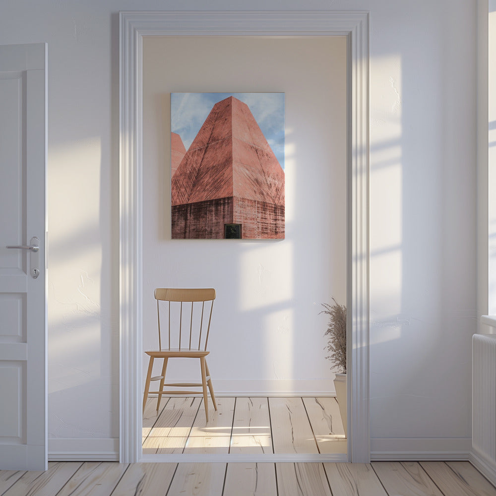 Crimson Geometric Tower | Canvas