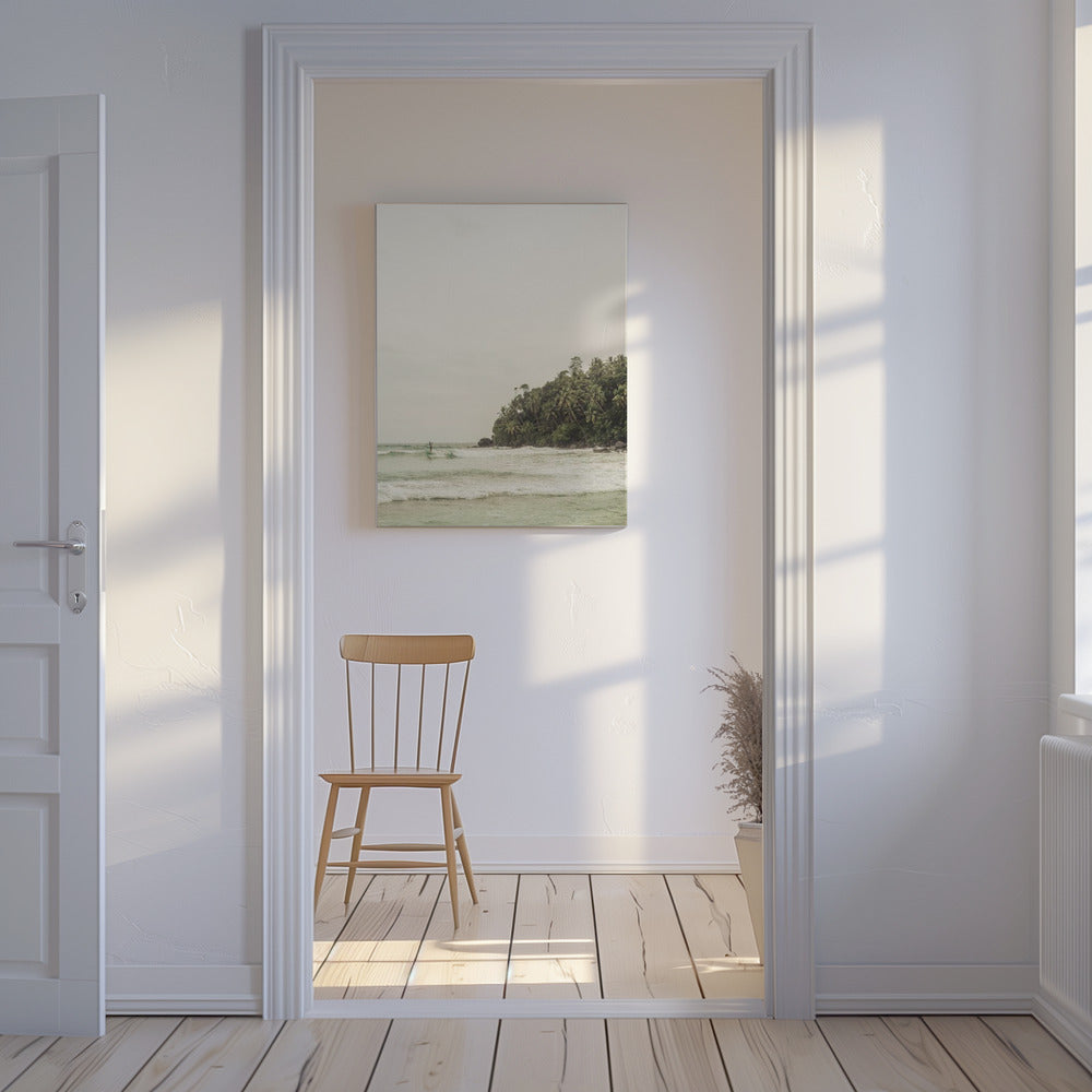 Tranquil Beach Scene With Lush Palm Trees | Canvas