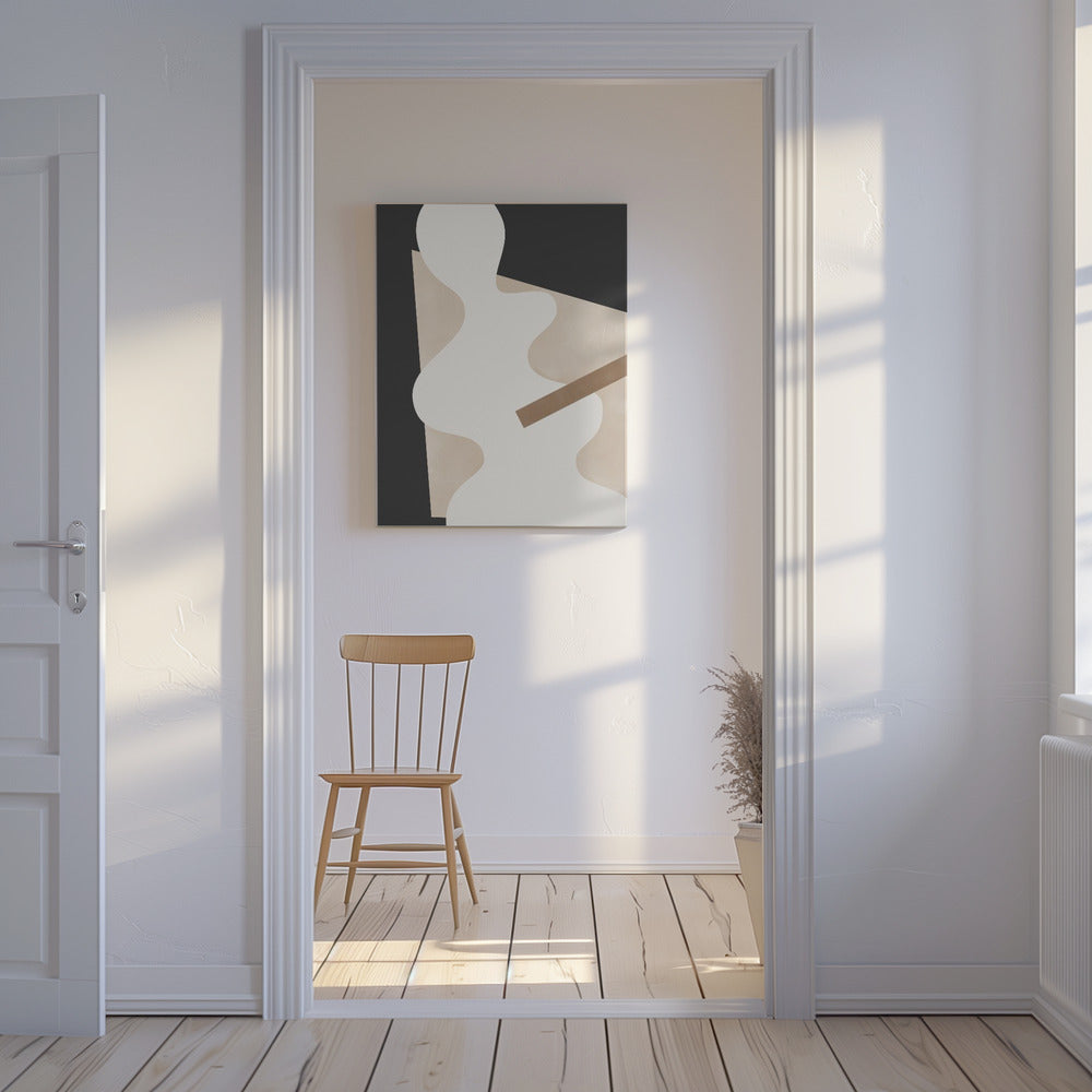 Beige Graphic Curves Art | Canvas