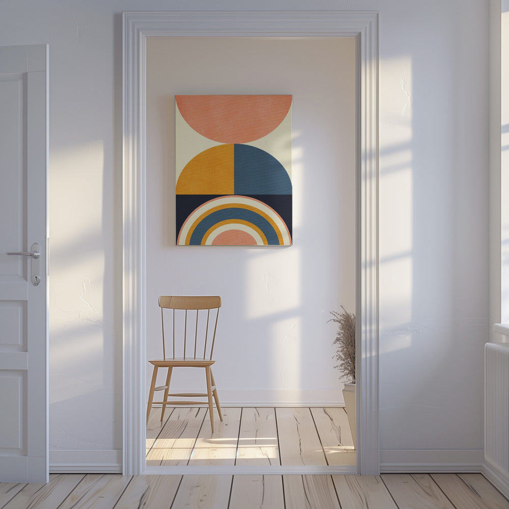 Rainbow Plus Shapes  Blue Mustard10 | Canvas