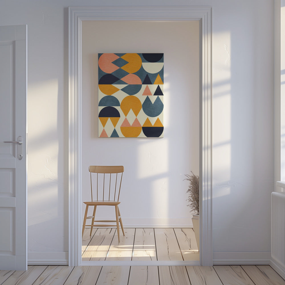 Rainbow Plus Shapes  Blue Mustard6 | Canvas