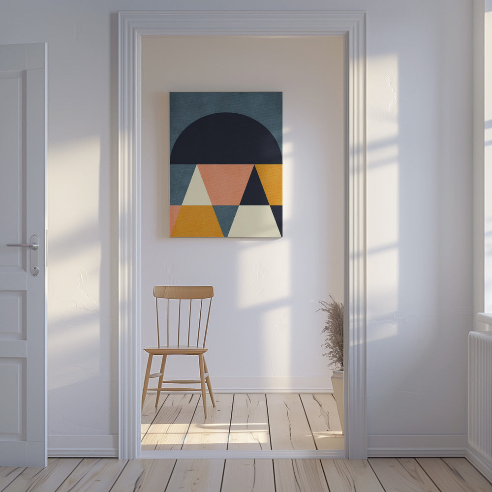 Rainbow Plus Shapes  Blue Mustard4 | Canvas