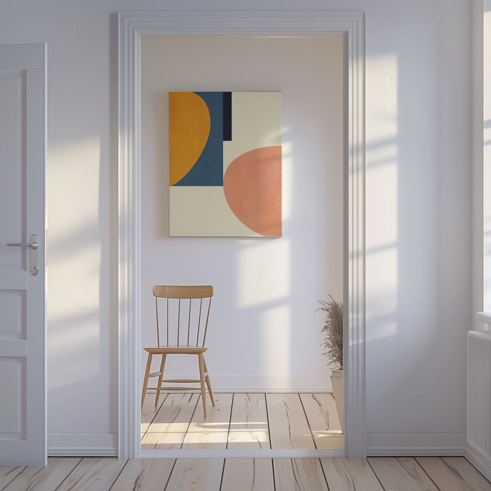 Rainbow Plus Shapes  Blue Mustard1 | Canvas