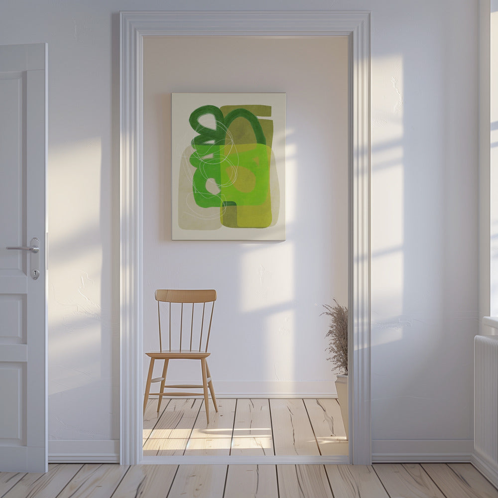 Painted Lines Green Tan 4 Kopie | Canvas