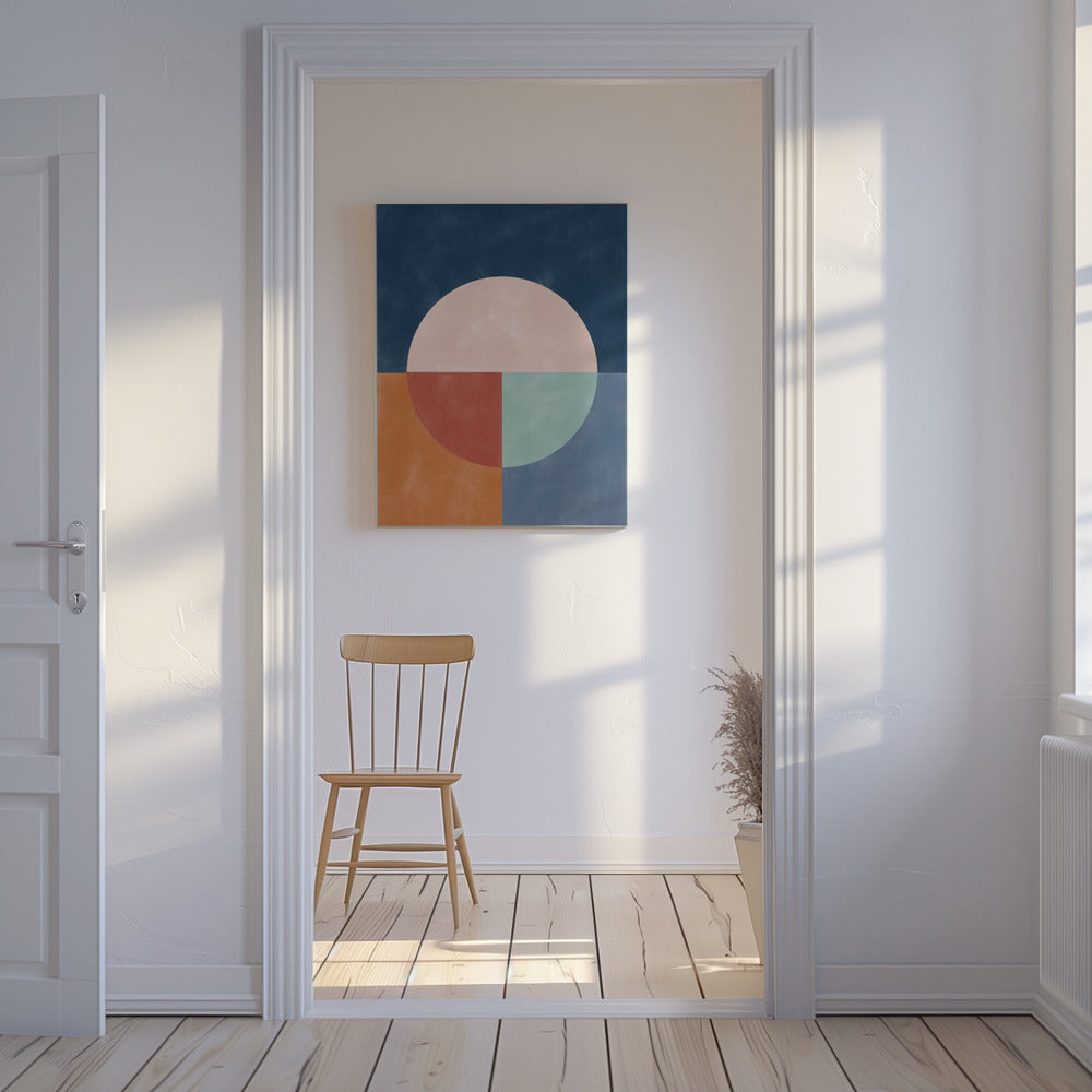 Geometric Abstraction With A Large Pastel Circle | Canvas