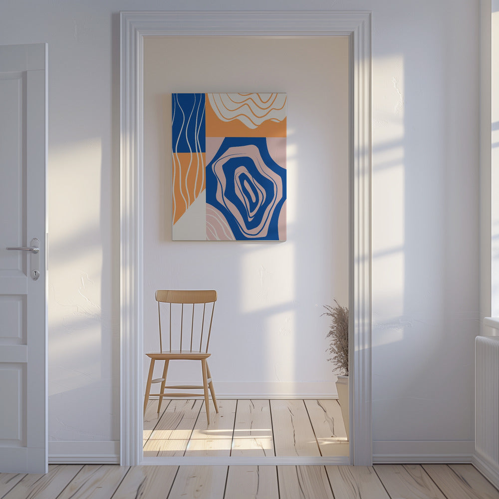 Abstract Collage In Blue and Orange | Canvas