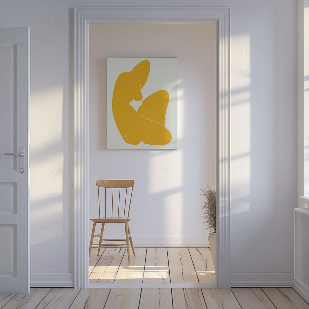 Yellow Silhouette Of A Female Figure | Canvas