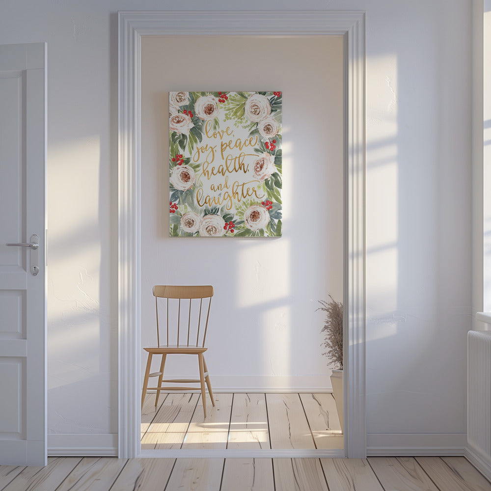 Holiday wishes with roses and berries | Canvas