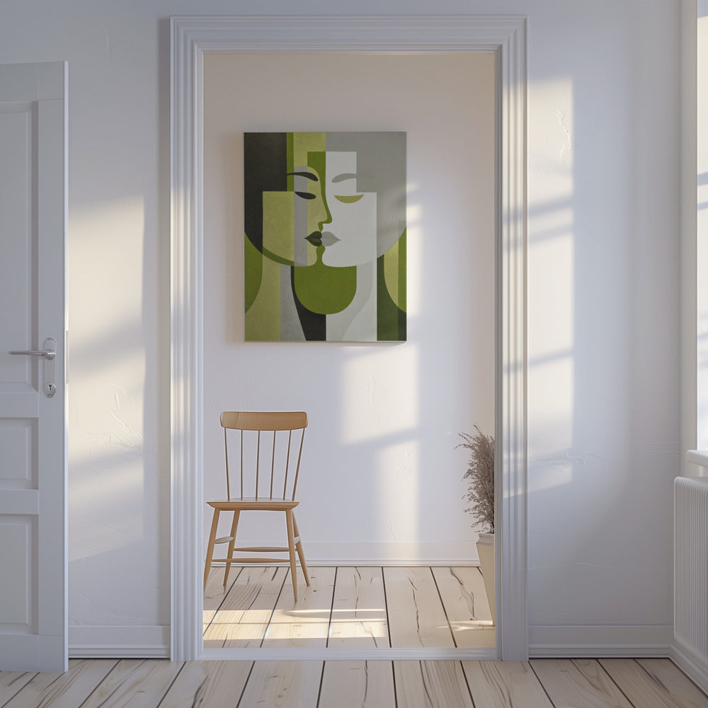 Kiss Me Green Grey | Canvas