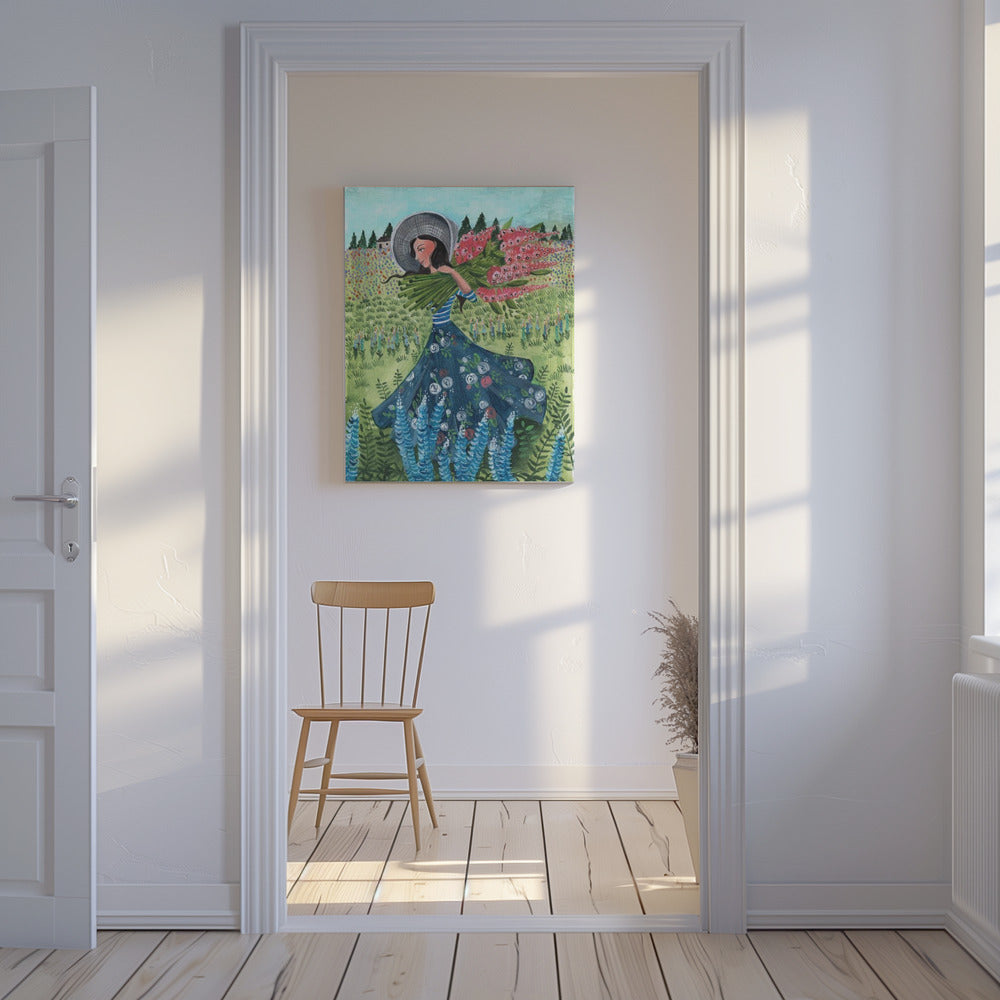 Walking with fieldflowers | Canvas
