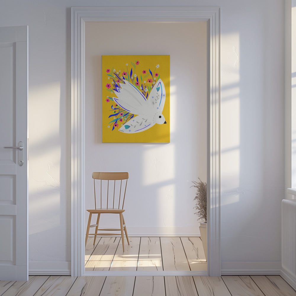 Bird in Flowers illustration | Canvas