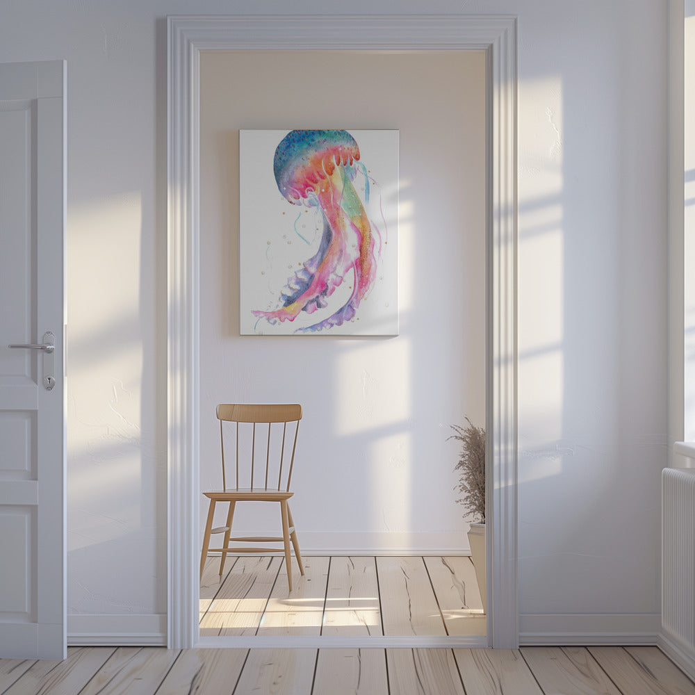 Jellyfish With Rainbow Hues | Canvas