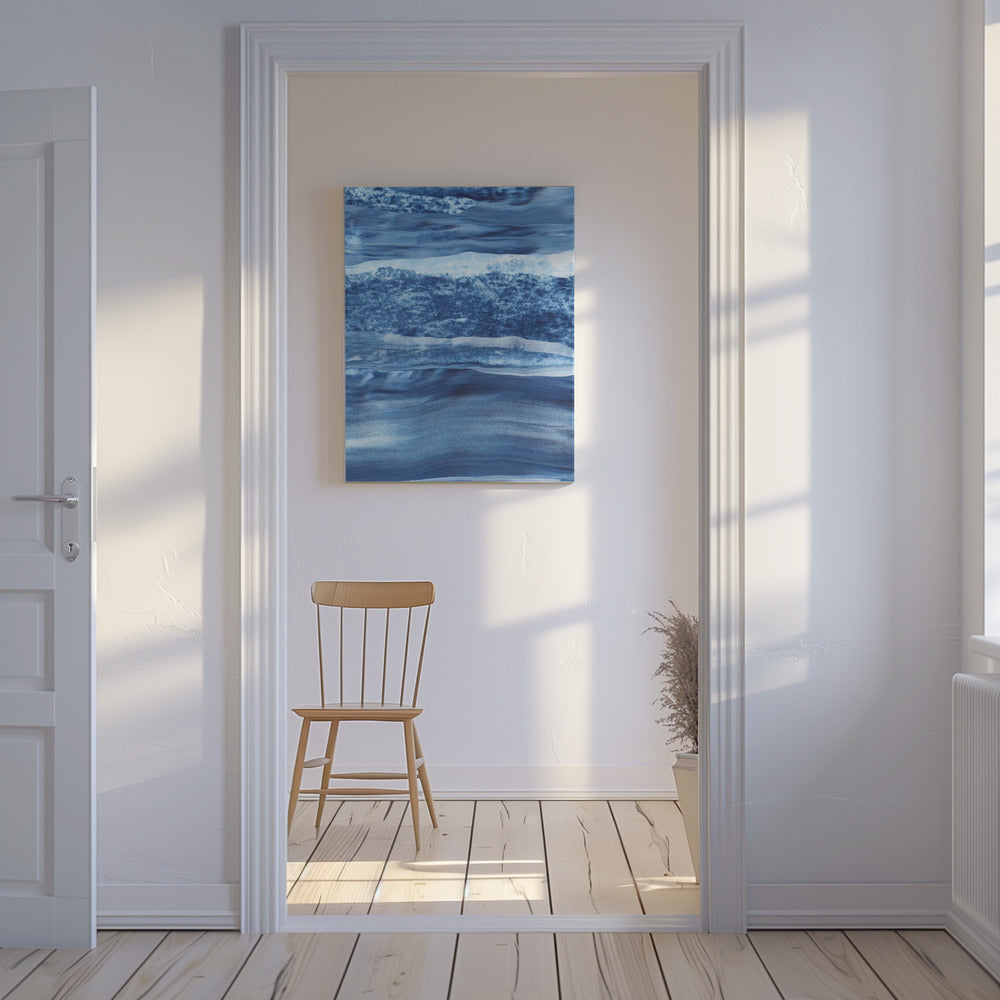Blue Texture Flowing Vertical Lines | Canvas