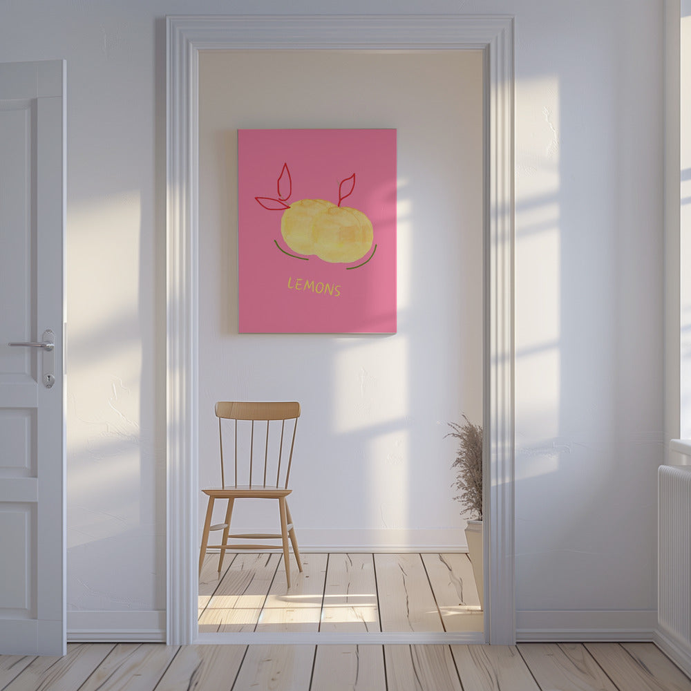 Lemons in Pink | Canvas