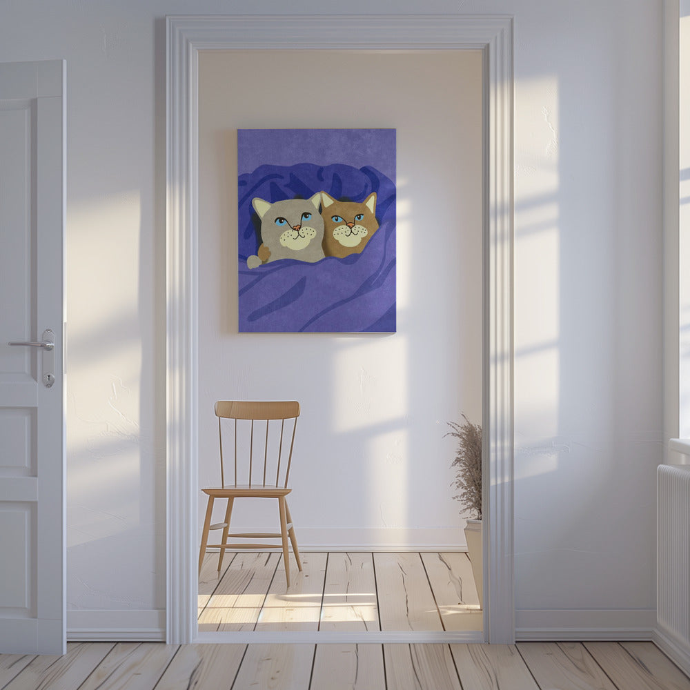 Cats in Bed | Canvas