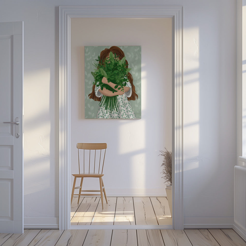 Girl with posy | Canvas