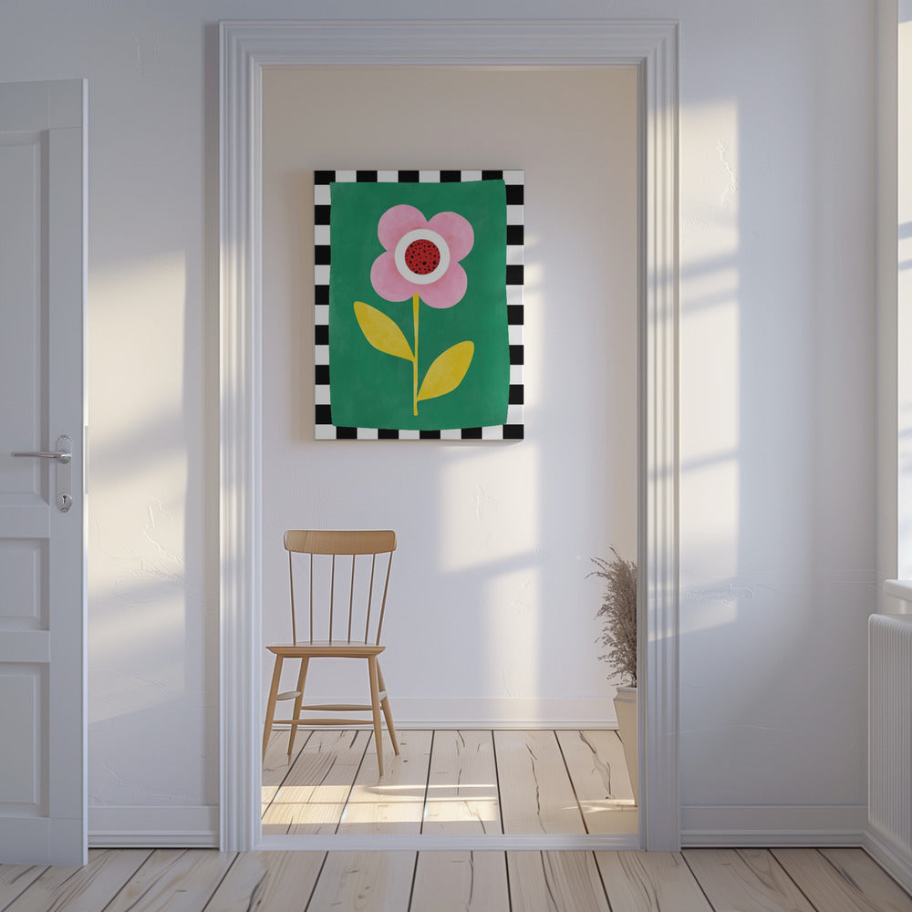 Pink Flower with Yellow Leaves | Canvas