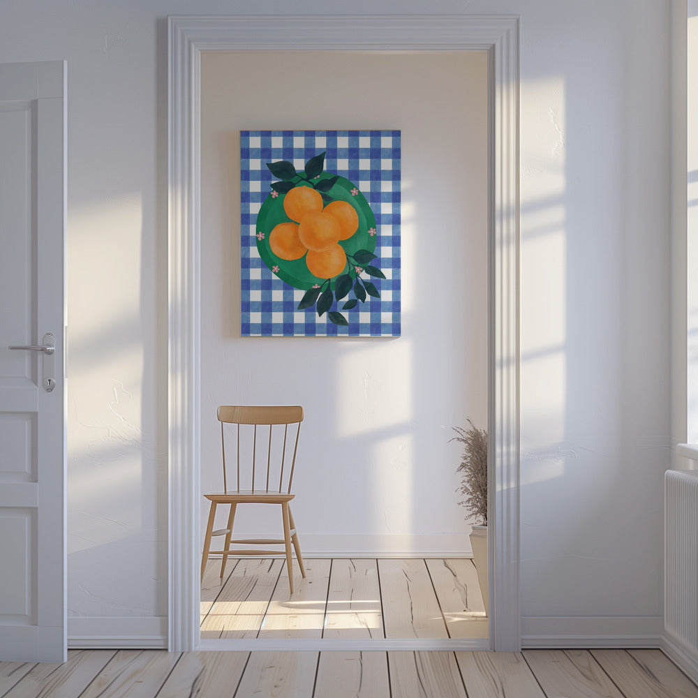 Checkered Citrus Charm | Canvas