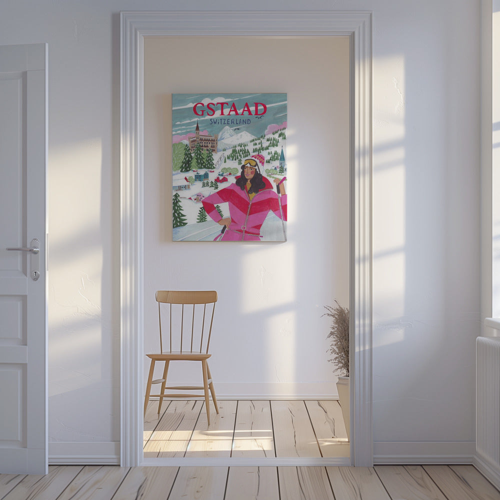 Travel Poster Woman in Gstaad, Switzerland | Canvas