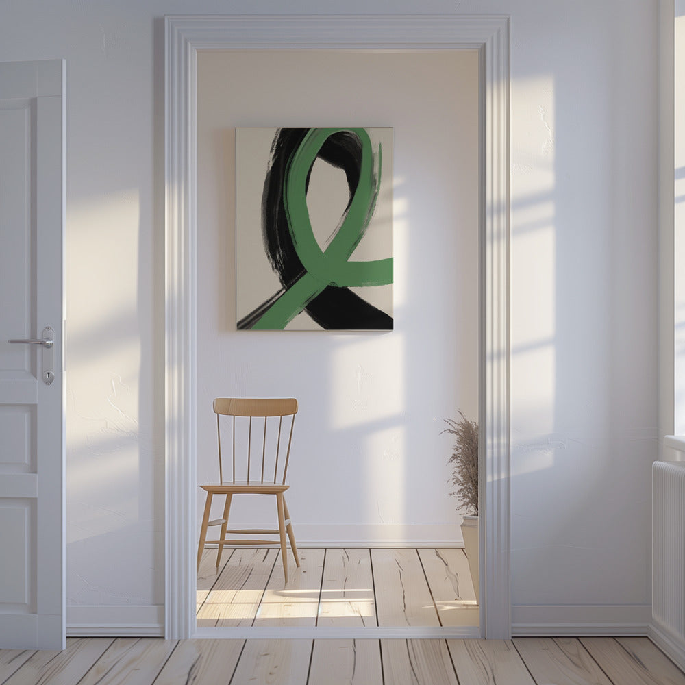 Green Ribbon Flow | Canvas