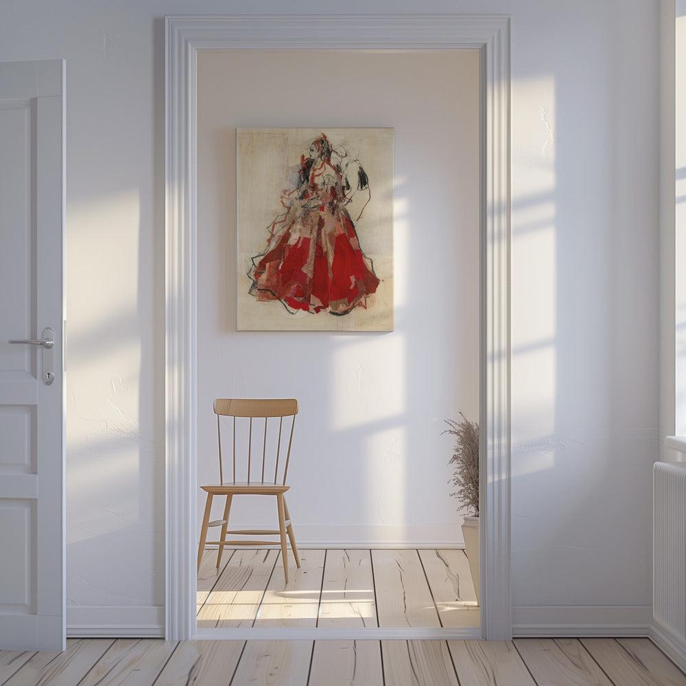 Woman in a Vibrant Red Dress | Canvas