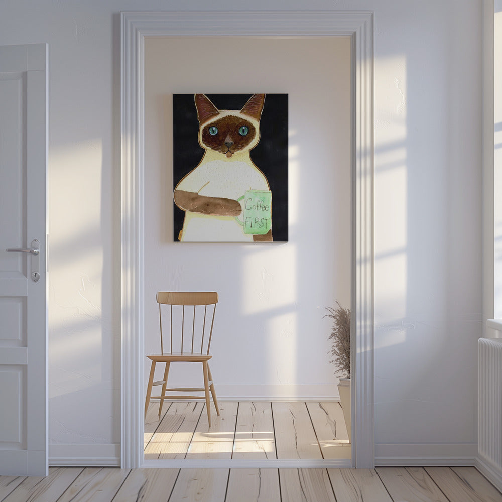 coffee cat 2 Siamese | Canvas