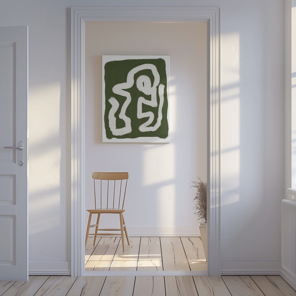 Abstract Green Lines 3 | Canvas