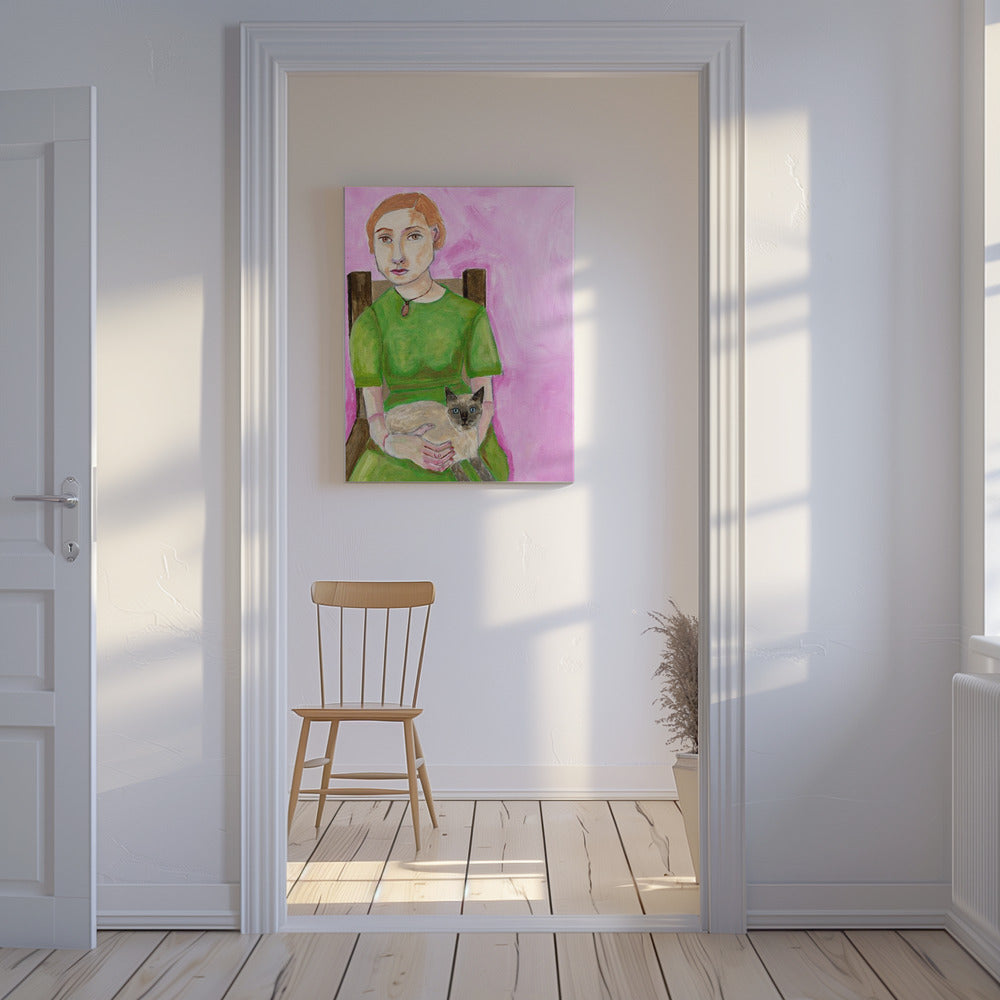 Lady with Cat | Canvas